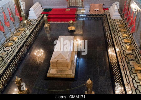 Innere des das Mausoleum von Mohammed V in Rabat, Marokko, Stockfoto