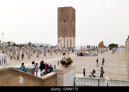 Die unvollendeten Hassan-Turm in Rabat, Marokko, Afrika Stockfoto