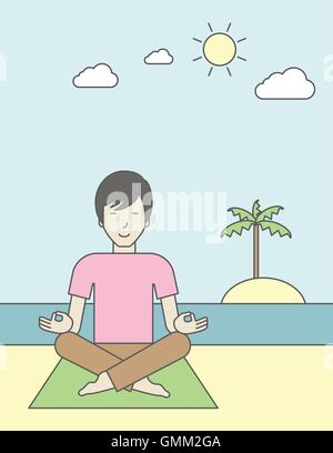 Asiatischer Mann meditiert Stock Vektor