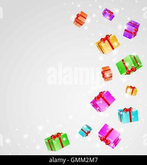 Farbe-Geschenke mit rotem Band Stock Vektor