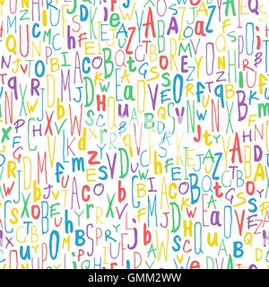 Bunte Buchstaben. Alphabet Seamless Pattern. Hand-zeichnen Stock Vektor