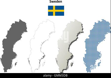 Schweden-Umriss-Karte gesetzt Stock Vektor
