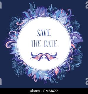 Lila und blau Hochzeit Event Einladung Kartenvorlage Stock Vektor