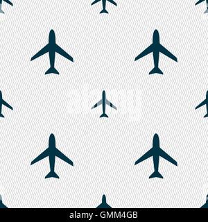 Flugzeug-Zeichen. Flugzeug-Symbol. Reise-Icon. Flug-flach-Label. Nahtlose abstrakten Hintergrund mit geometrischen Formen. Vektor Stock Vektor