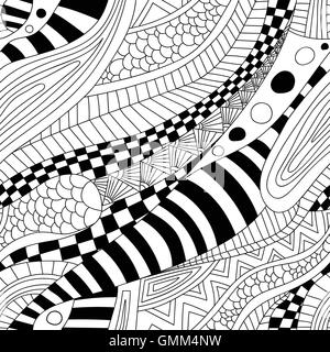 Abstrakte Zentangle doodle Wellen Musterdesign. Stock Vektor