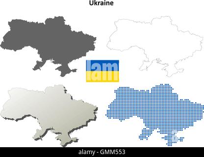 Ukraine-Umriss-Karte gesetzt Stock Vektor