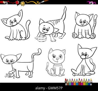 Katzen set Cartoon Malvorlagen Stock Vektor