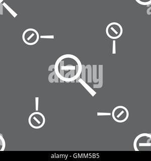 Lupe, Zoom-Werkzeug-Symbol-Zeichen. Nahtlose Muster auf einem grauen Hintergrund. Vektor Stock Vektor