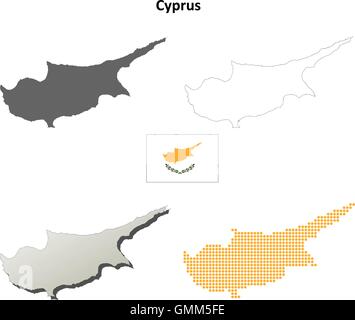 Zypern-Umriss-Karte gesetzt Stock Vektor