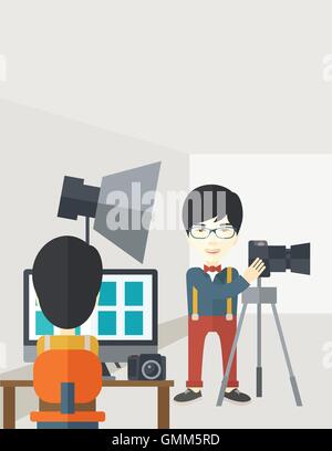 Fotografen im Studio. Stock Vektor