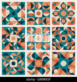 Nahtlose Petrol / Orange Retro-geometrische ethnischen Vektormuster Stock Vektor