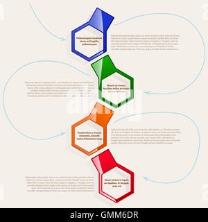 Farbe vier sechseckigen Rahmen für Text oder Infografiken. Stock Vektor