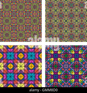 Buntes Mosaik nahtlose Muster Formularsatz Stock Vektor