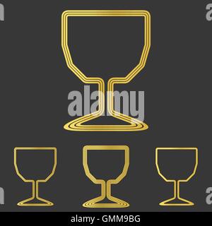 Goldene Linie Tasse Logo Design Sets Stock Vektor