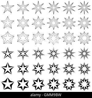 Schwarze Sterne Form set Stock Vektor