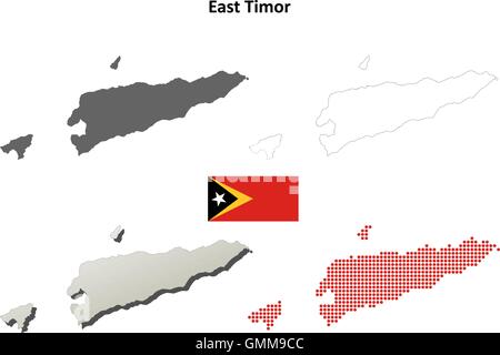 Ost-Timor Umriss Karte gesetzt Stock Vektor