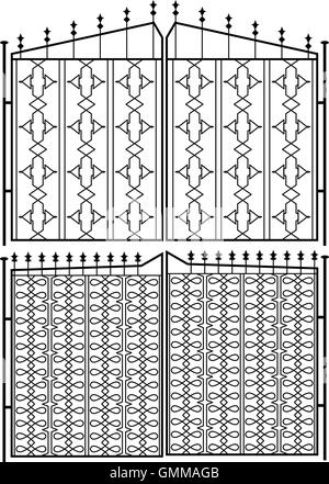 Schmiedeeisernes Tor, Tür, Zaun, Fenster, Grill, Geländer Design Stock Vektor