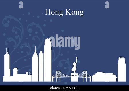 Hong Kong Skyline Stadtsilhouette auf blauem Hintergrund Stock Vektor