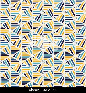 Vektor nahtlose blau Wellow weiß abgerundeten Dreieck Linien Lochmuster Raster Stock Vektor