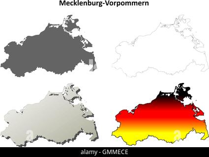 Mecklenburg-Vorpommern Umriss Karte gesetzt Stock Vektor