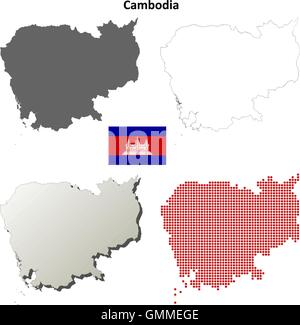 Kambodscha-Umriss-Karte gesetzt Stock Vektor