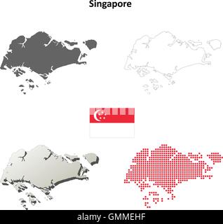 Singapur-Umriss-Karte gesetzt Stock Vektor