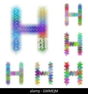 Glücklich bunte Fraktale Schriftsatz - Buchstabe H Stock Vektor