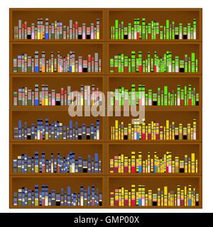 Bücher sind in den Regalen Stock Vektor