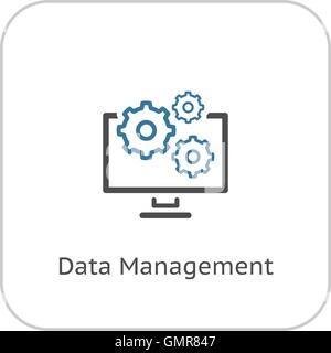 Daten-Management-Symbol. Flaches Design. Stock Vektor
