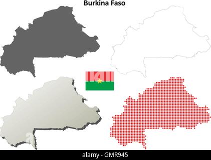 Burkina Faso-Umriss-Karte gesetzt Stock Vektor