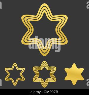 Goldene Linie Hexagramm Logo Design Sets Stock Vektor
