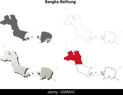 Bangka-Belitung leere Umriss Karte gesetzt Stock Vektor