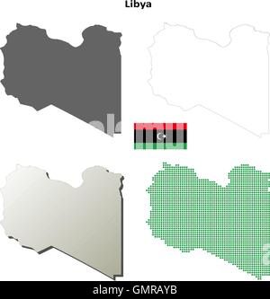 Libyen-Umriss-Karte gesetzt Stock Vektor