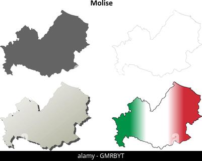 Molise leer detaillierte Gliederung Karte gesetzt Stock Vektor