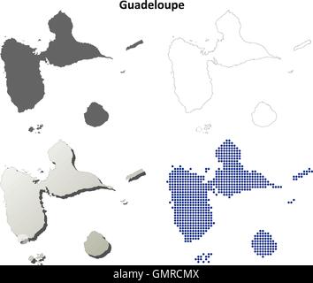 Guadeloupe-Umriss-Karte gesetzt Stock Vektor