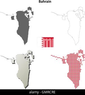 Bahrain-Umriss-Karte gesetzt Stock Vektor