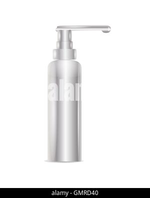 silberne Flasche für flüssige Seife Stock Vektor