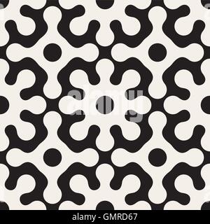Nahtlose schwarz-weiß Vektor gerundet Blumenmuster Stock Vektor