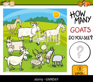 Aufgabe mit Ziegen Cartoon zählen Stock Vektor