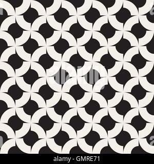 Nahtlose schwarz-weiß geometrische gerundeten Bögen Vektormuster Stock Vektor