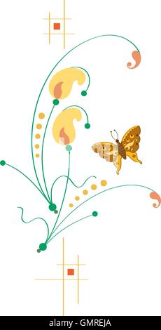 Schmetterling auf Blumen Stock Vektor