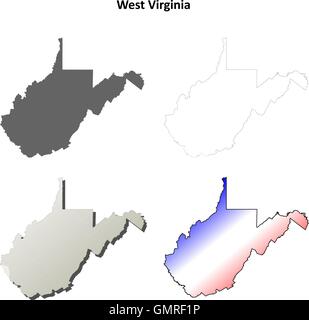 West Virginia Umriss Karte gesetzt Stock Vektor