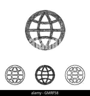 Globus-Icon-Set - Strichzeichnungen zu skizzieren Stock Vektor