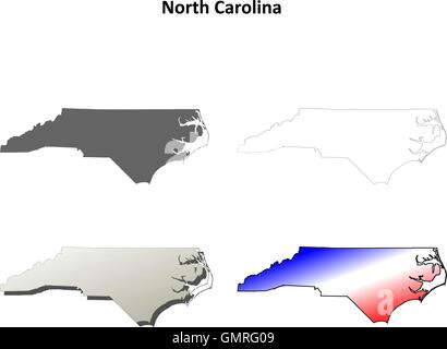 North Carolina Umriss Karte gesetzt Stock Vektor