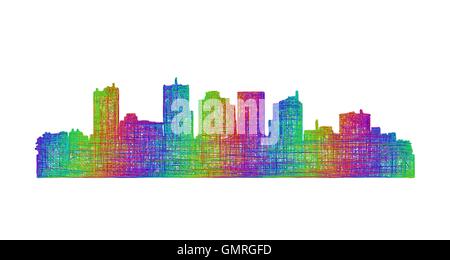 Phoenix Skyline Silhouette - multicolor Strichzeichnungen Stock Vektor