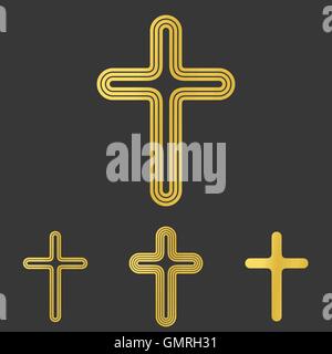 Goldene Linie Kreuz Logo Design Sets Stock Vektor