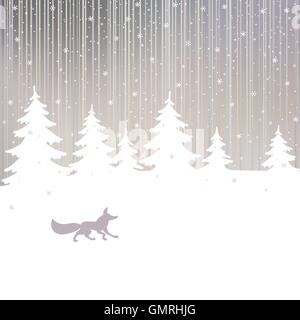 Weihnachten Hintergrund mit Fox und Winter Wald Stock Vektor