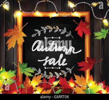 Tafel mit Herbstlaub Stock Vektor