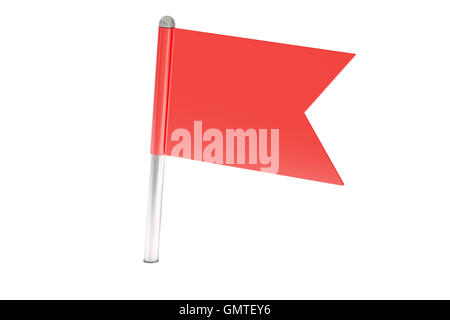 roten Pin Flagge, 3D-Rendering isolierten auf weißen Hintergrund Stockfoto