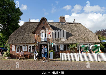 reetgedeckten Haus, Nieblum, Föhr Insel, Nordfriesland, Schleswig-Holstein, Deutschland Stockfoto